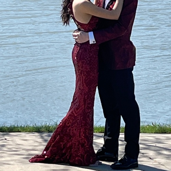 Morilee #45038, two piece sequin fit and flare in wine - Picture 5 of 5